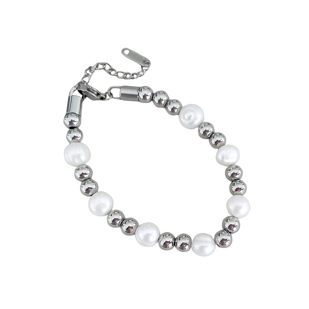 Pulsera Perla Plateada