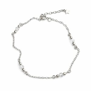 Tobillera Martillada Charm Cristal - Plata