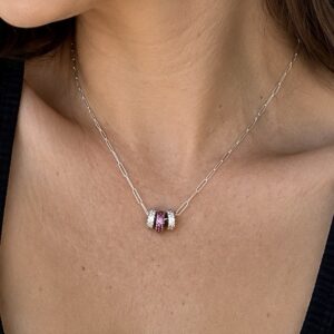 Collar Pink Wheel - Plata