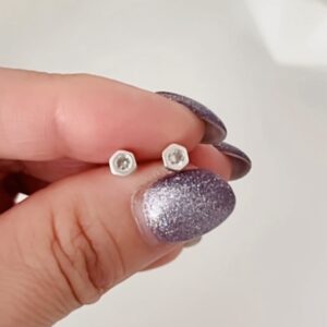 Aretes Stud Hexágono - Plata